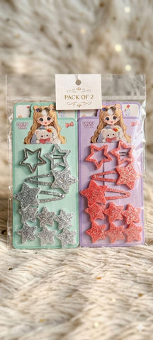 Pack of 2 Glitter Star Clip Sets – 20 Pcs Total