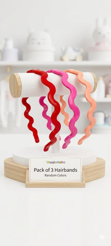 Pack of 3 Wavy Zigzag Headbands – Random Colors