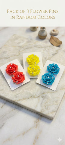 Pack of 3 Rose Flower Clips