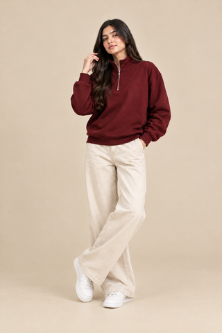 Maroon Quarter Zipper Sweatshirt