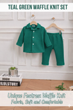 Teal Green Waffle Knit Set for Kids
