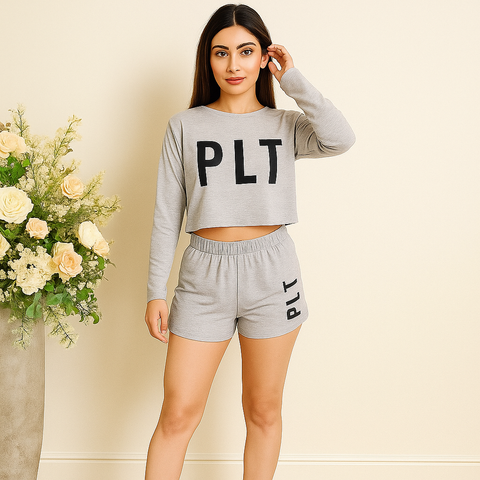 PLT Full Sleeve Short Nightsuit for Women