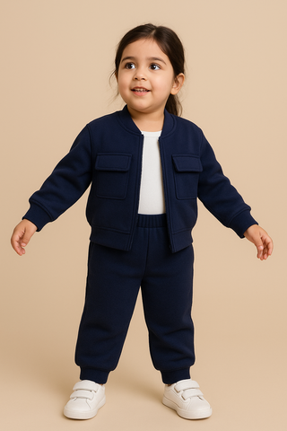 Premium Double pocket Zipper Tracksuit for Baby Girl