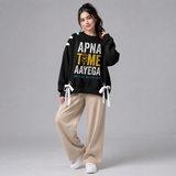 Over Sized Beggy Ribbon Eyelet Sweat Shirt for Women