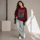 Over Sized Beggy Ribbon Eyelet Sweat Shirt for Women