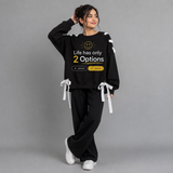 Over Sized Beggy Ribbon Eyelet Sweat Shirt for Women