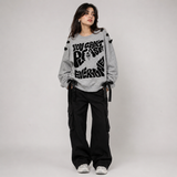 Over Sized Beggy Ribbon Eyelet Sweat Shirt for Women