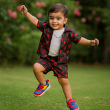 Red Hearts Black Summer Suit for Kids