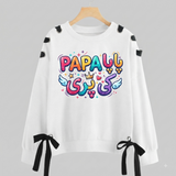 Over Sized Beggy Ribbon Eyelet Sweat Shirt for Women