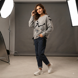 Over Sized Beggy Ribbon Eyelet Sweat Shirt for Women
