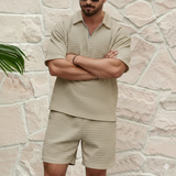 Imperial Summer Half Zip Waffle Knit Co-ord Set for Men