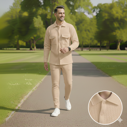 Safari Double Pocket Waffle Knit Co-ord Set for Men