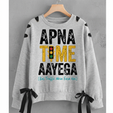 Over Sized Beggy Ribbon Eyelet Sweat Shirt for Women