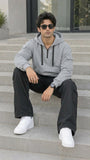 Grey Half Zip Hoodie For Men