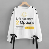 Over Sized Beggy Ribbon Eyelet Sweat Shirt for Women