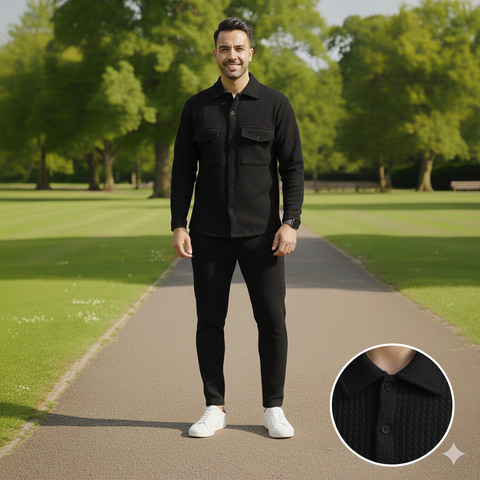 Safari Double Pocket Waffle Knit Co-ord Set for Men