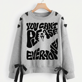 Over Sized Beggy Ribbon Eyelet Sweat Shirt for Women
