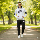 White with Black Panel Nik Tracksuit