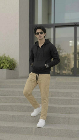 Black Half Zip Hoodie For Men