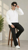 White Mock Neck Quarter Zipper Sweat Shirts