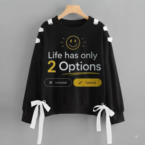 Over Sized Beggy Ribbon Eyelet Sweat Shirt for Women