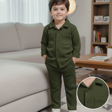 Minimalist Button Down Waffle Knit Co-ord Set for Kids