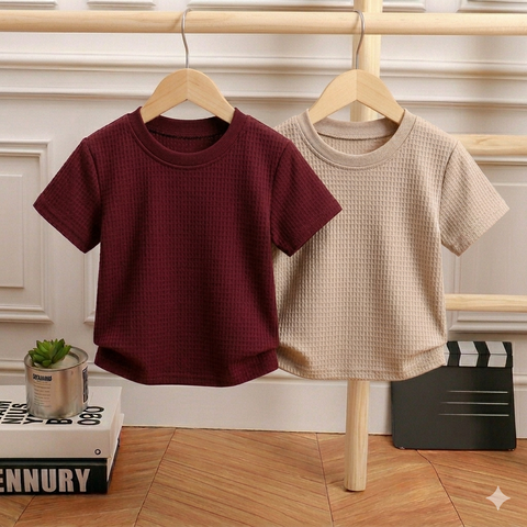 Pack of 2 Waffle Knit Half Sleeve Tshirts for Kids