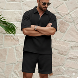 Imperial Summer Half Zip Waffle Knit Co-ord Set for Men
