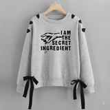 Over Sized Beggy Ribbon Eyelet Sweat Shirt for Women