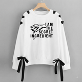 Over Sized Beggy Ribbon Eyelet Sweat Shirt for Women