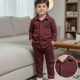 Minimalist Button Down Waffle Knit Co-ord Set for Kids