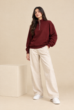 Maroon Quarter Zipper Sweatshirt