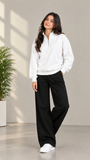 White Quarter Zipper Sweatshirt