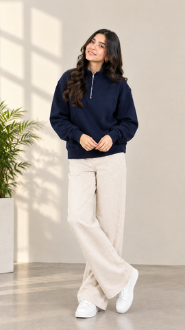 Black Quarter Zipper Sweatshirt