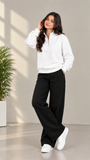 White Quarter Zipper Sweatshirt