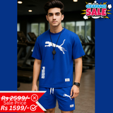 Loose Fit Contrast Summer Suit for Men