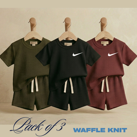 Pack of 3 Waffle Knit T-shirts + Shorts