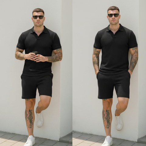 Monarch Summer Polo Waffle Knit Co-ord Set for Men