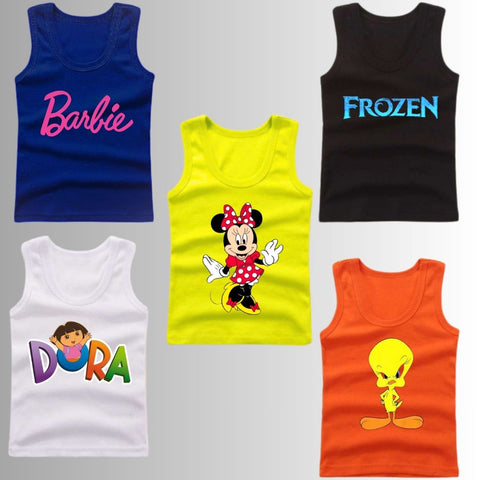 Pack of 5 Printed Tank Tops for Girls