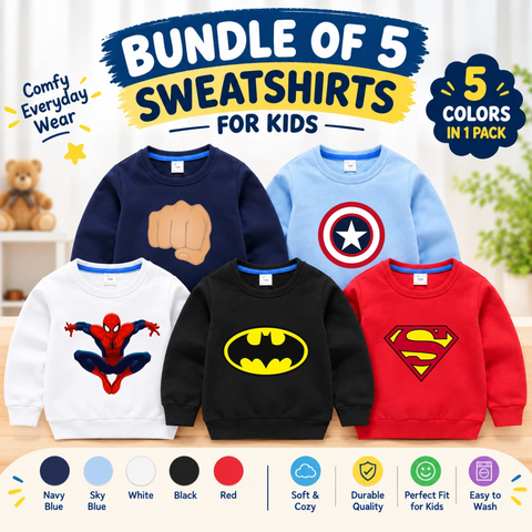Bundle of 5 Kids Printed Sweat Shirts for Kids