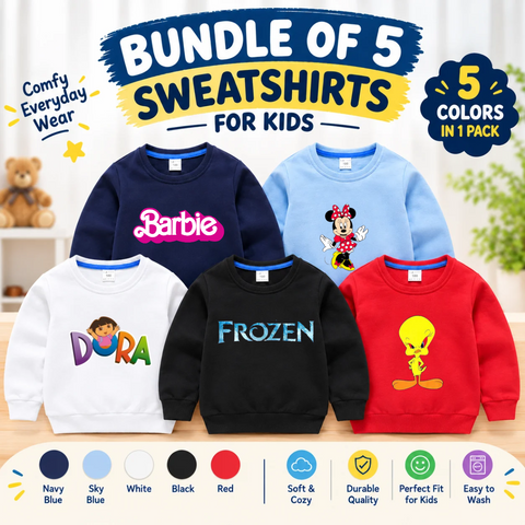 Bundle of 5 Kids Printed Sweat Shirts for Kids