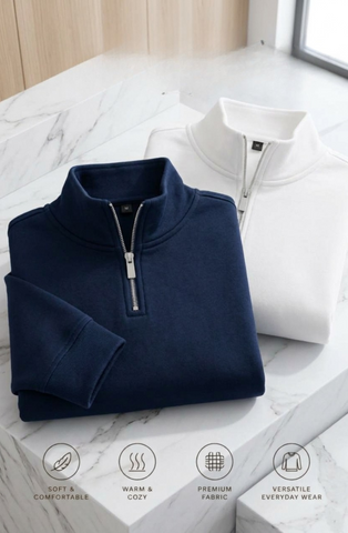 Mock Neck Quarter Zipper Sweat Shirts
