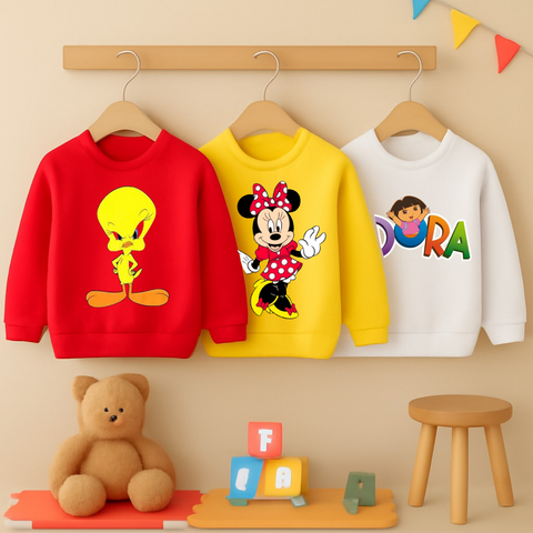 Pack of 3 Kids Printed Sweat Shirts for Kids