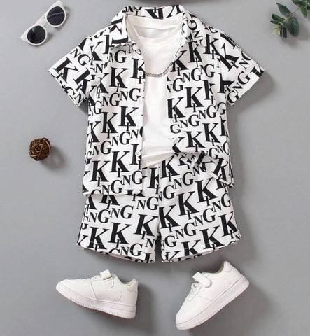 King Letters Print Summer Suit for Kids