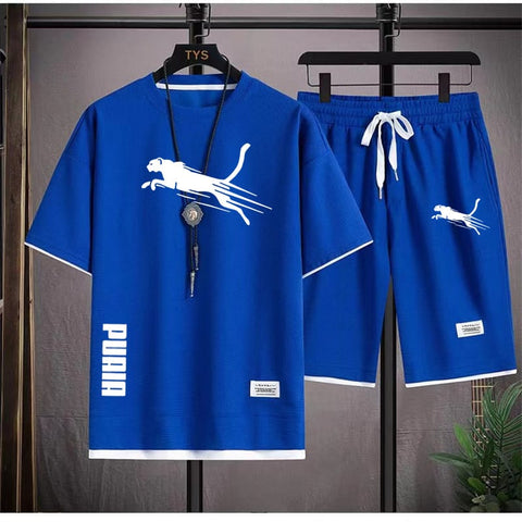 Loose Fit Contrast Summer Suit for Men