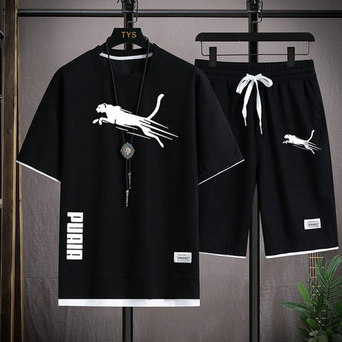 Loose Fit Contrast Summer Suit for Men