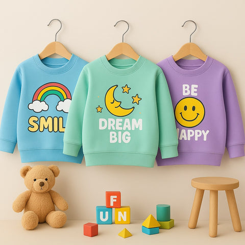 Pack of 3 Kids Printed Sweat Shirts for Kids