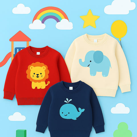 Pack of 3 Kids Printed Sweat Shirts for Kids