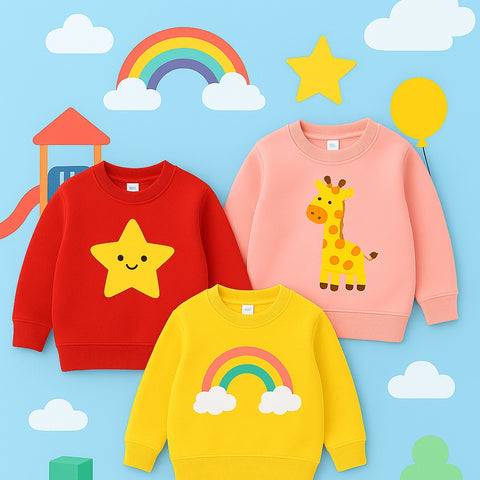 Pack of 3 Kids Printed Sweat Shirts for Kids