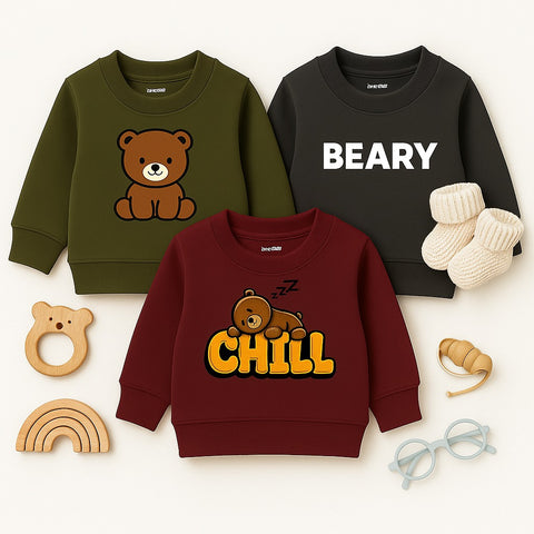 Pack of 3 Kids Printed Sweat Shirts for Kids